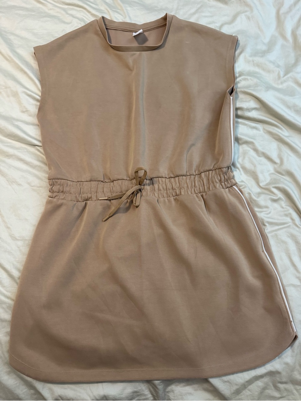 All in Motion Neutral Taupe Drawstring Waist Sleeveless Dress
